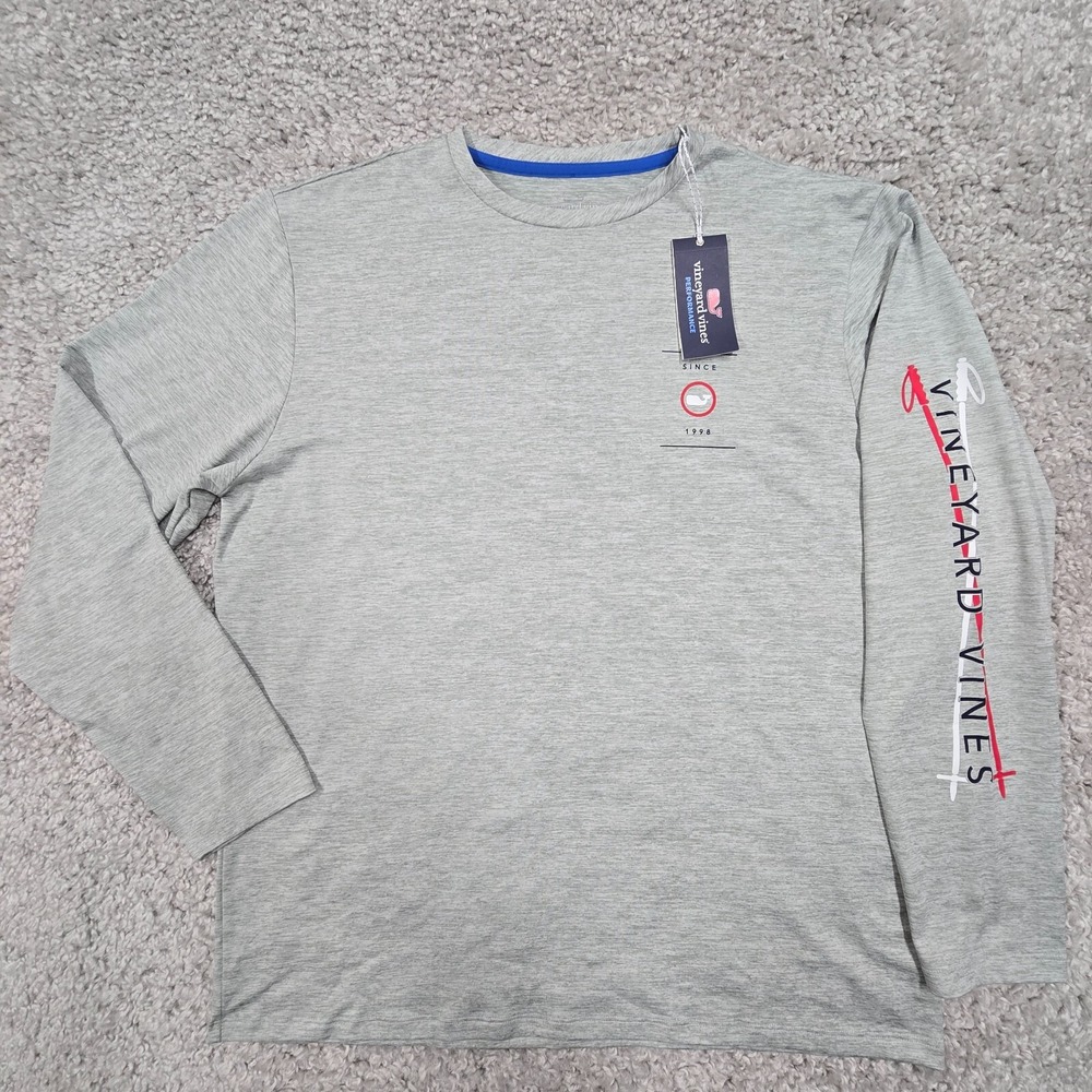 Vineyard‎ Vines Mens Long Sleeve Pullover Shirt Gray Size L Preppy Casual Ski